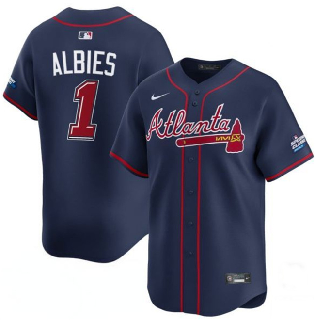 Men's Navy Atlanta Braves #1 Ozzie Albies 2025 Speedway Classic Alternate Limited Stitched Baseball Jersey